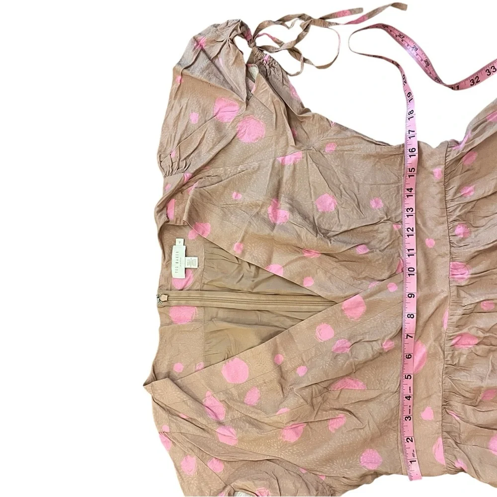 Ted Baker London Stefina Pastel Brown/Pink Polka Dot Tiered Mini Dres